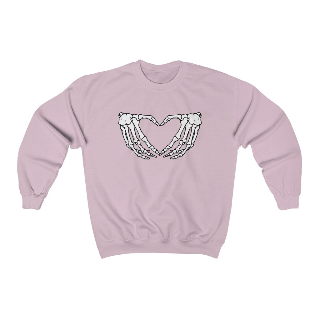 Halloween Skeleton Hands Love Sweatshirt Women's, halloween sweatshirt women, Skeleton Love Hands Sweatshirt Funny