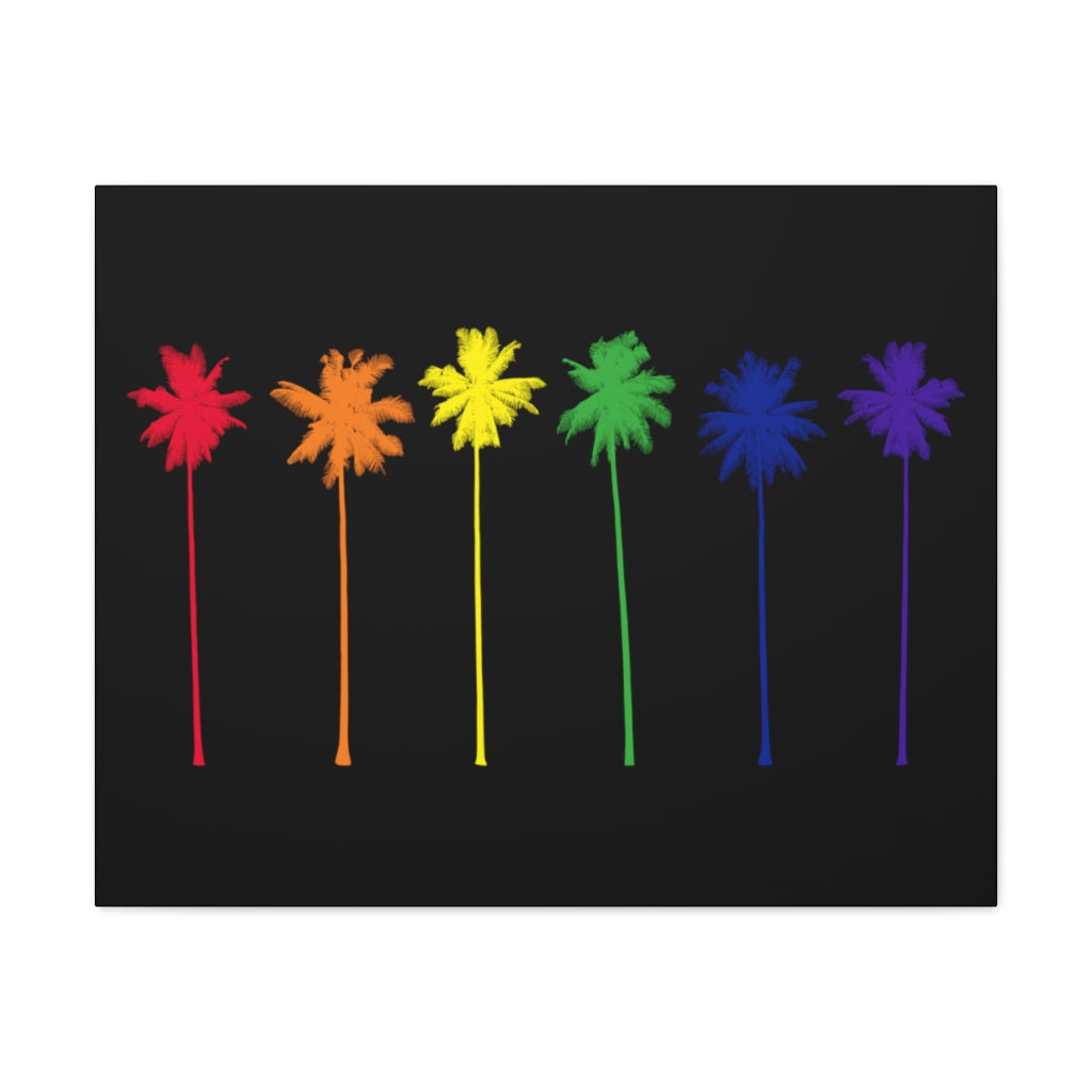 Pride Palm Trees on Black Canvas Gallery Wrap