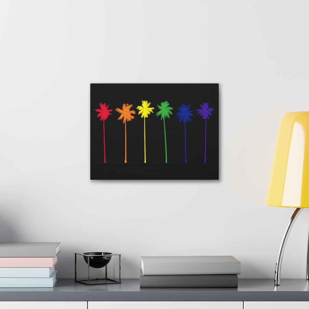 Pride Palm Trees on Black Canvas Gallery Wrap