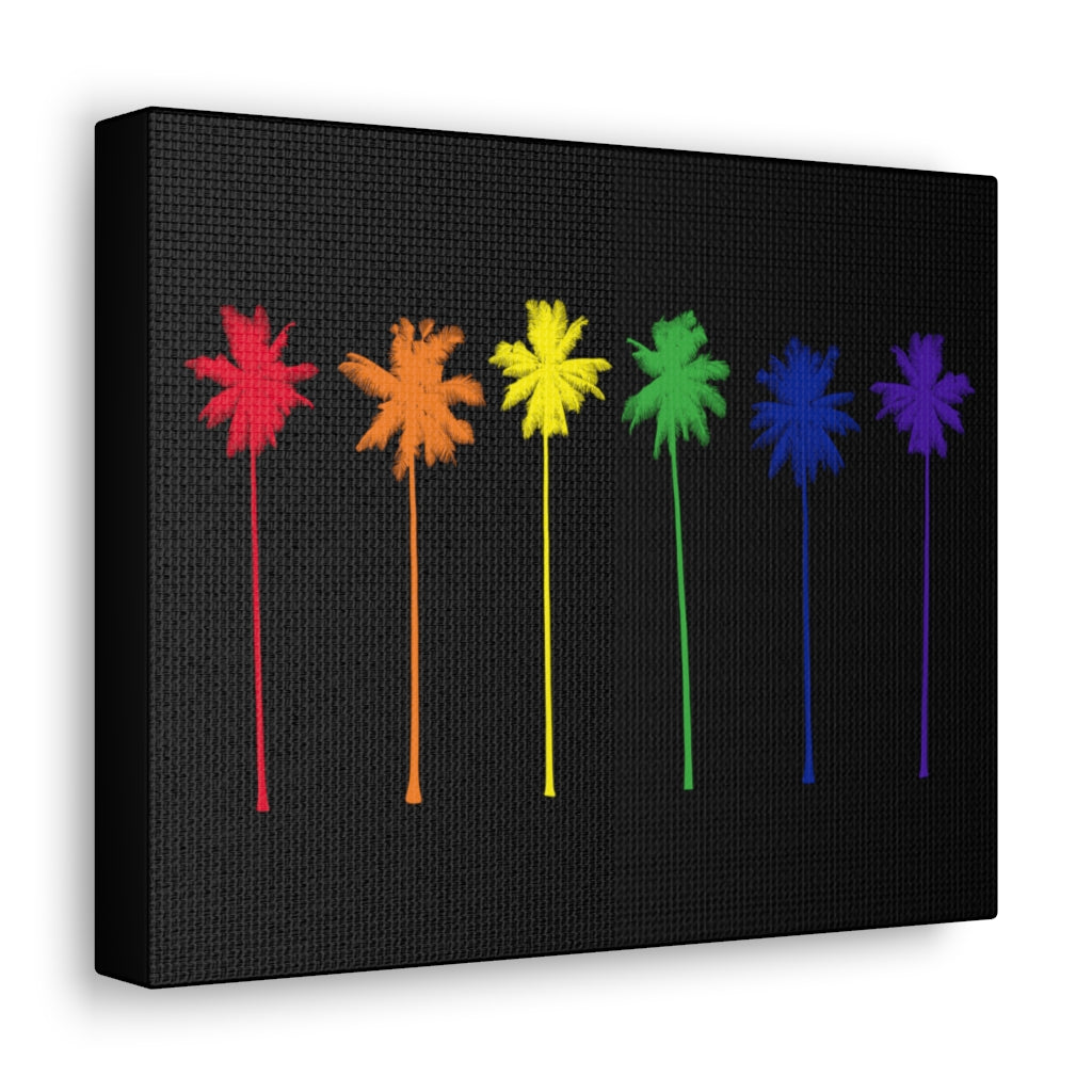 Pride Palm Trees on Black Canvas Gallery Wrap