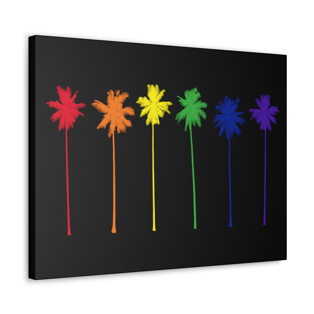 Pride Palm Trees on Black Canvas Gallery Wrap