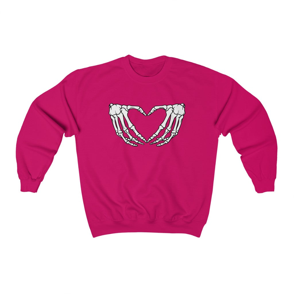 Halloween Skeleton Hands Love Sweatshirt Women's, halloween sweatshirt women, Skeleton Love Hands Sweatshirt Funny