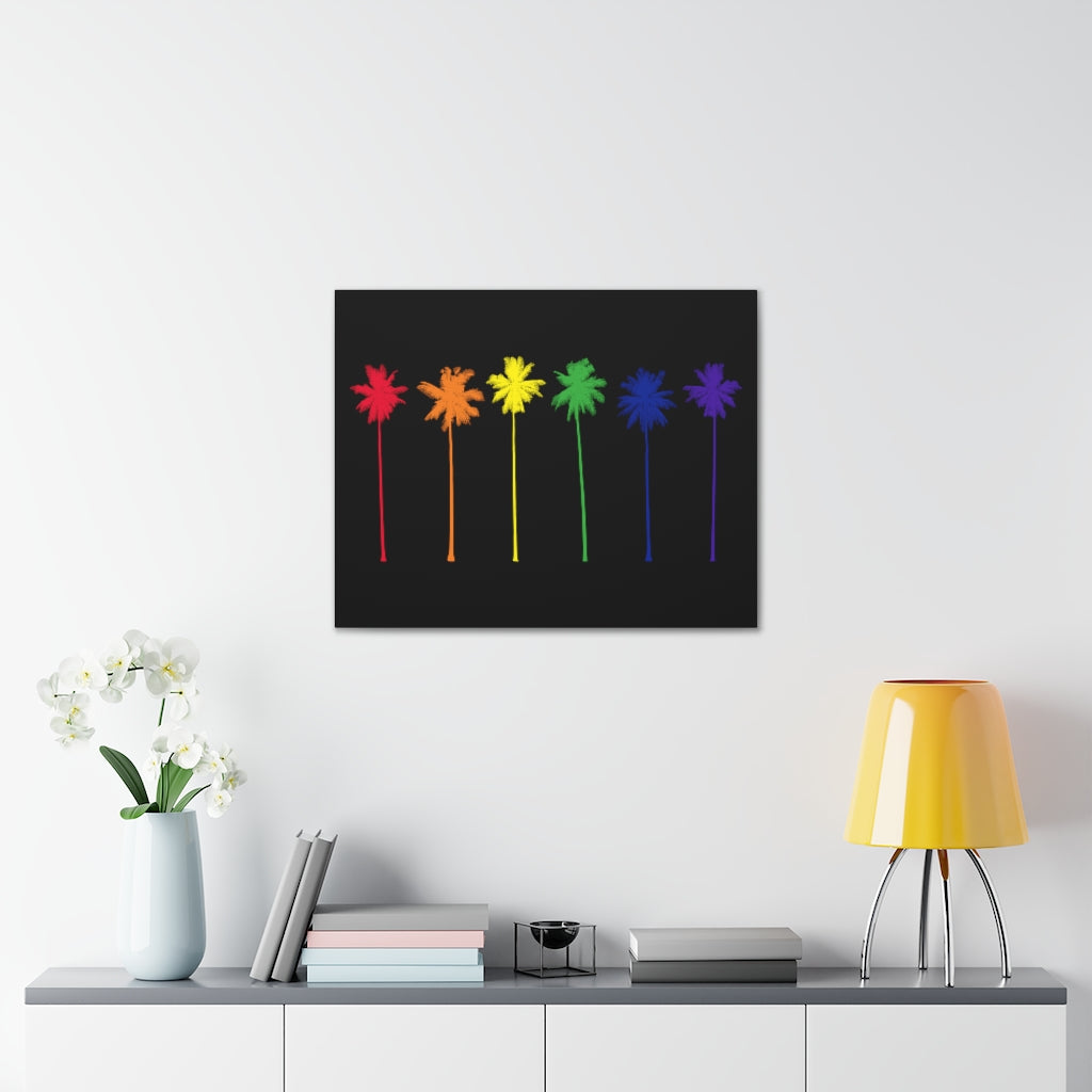 Pride Palm Trees on Black Canvas Gallery Wrap