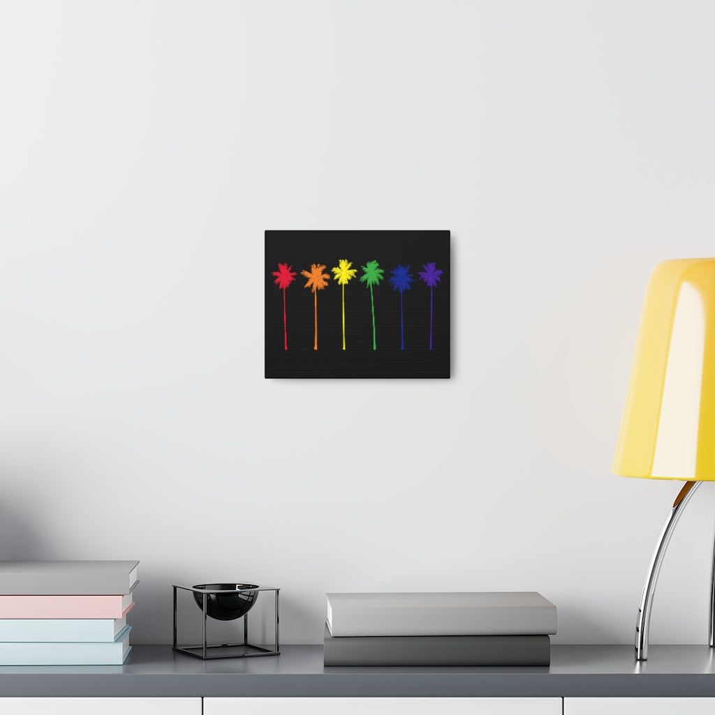 Pride Palm Trees on Black Canvas Gallery Wrap