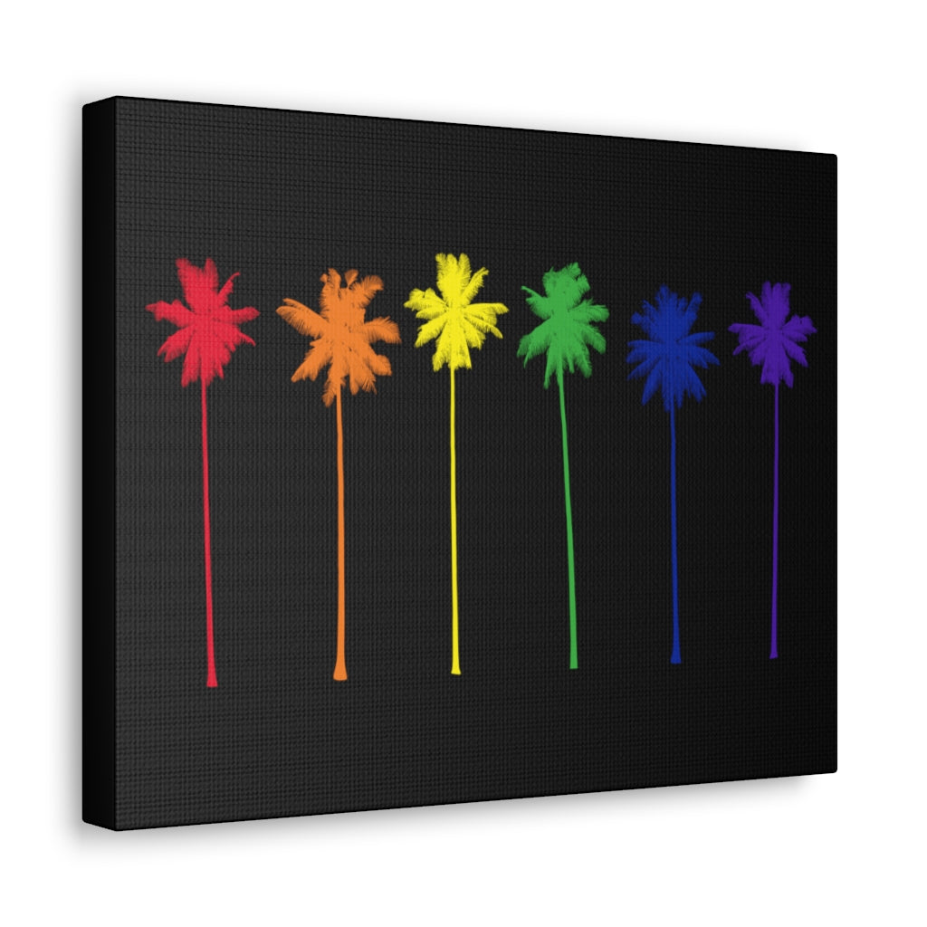 Pride Palm Trees on Black Canvas Gallery Wrap