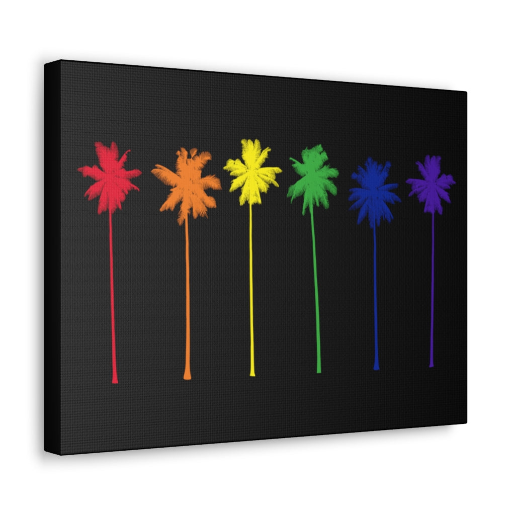 Pride Palm Trees on Black Canvas Gallery Wrap