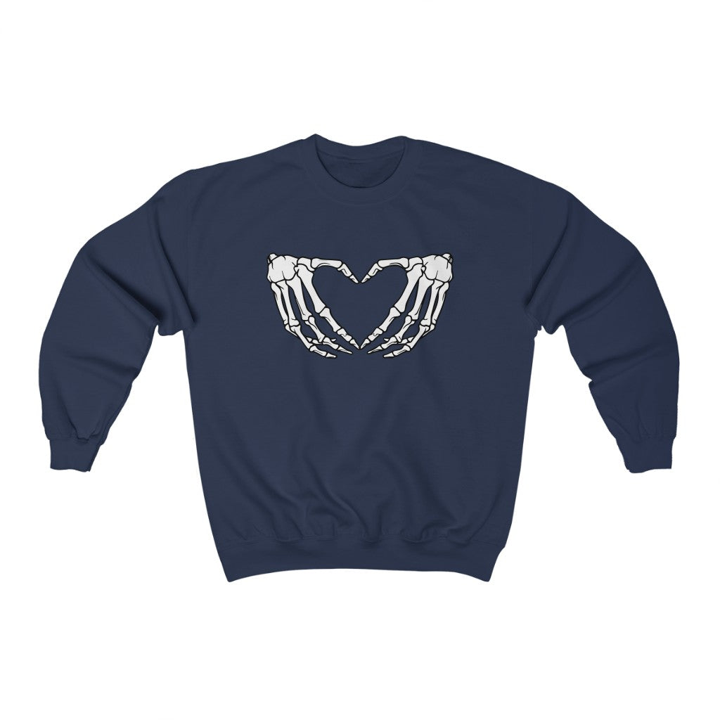 Halloween Skeleton Hands Love Sweatshirt Women's, halloween sweatshirt women, Skeleton Love Hands Sweatshirt Funny