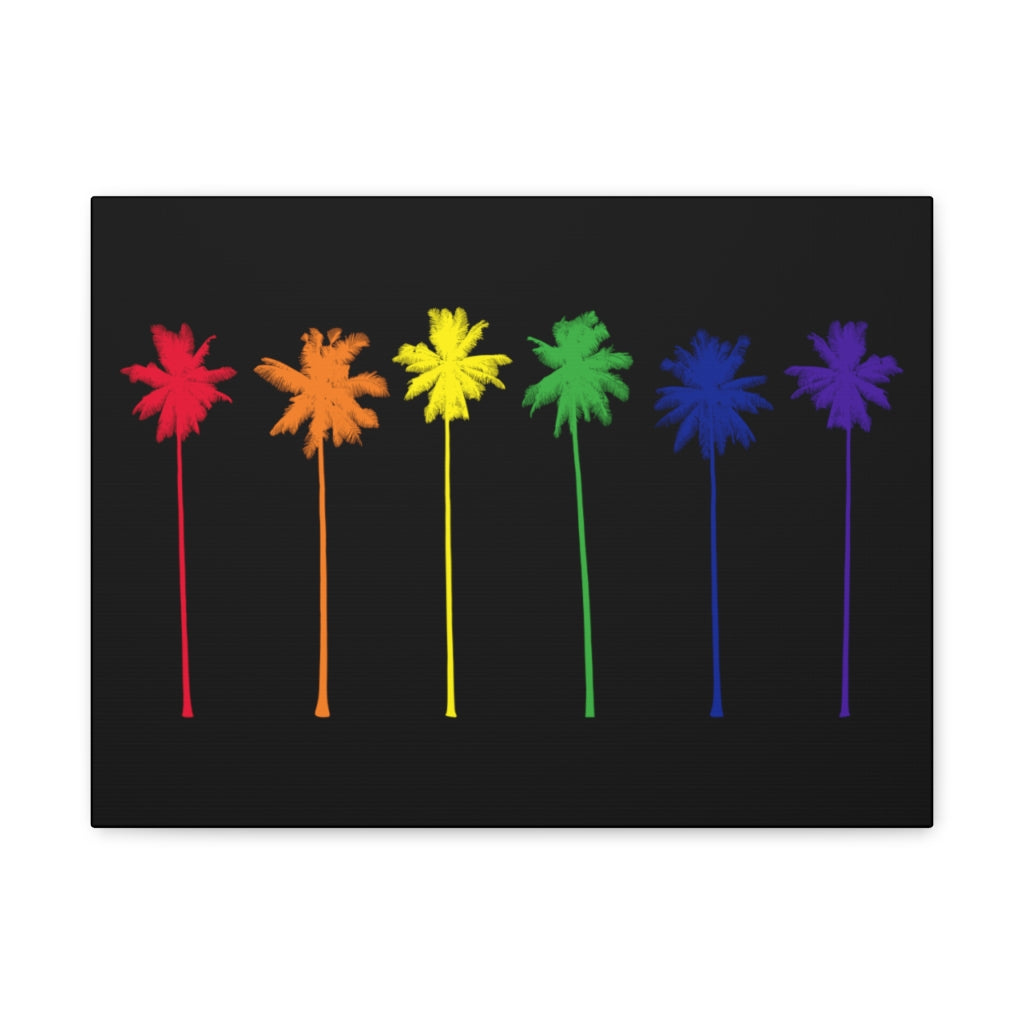 Pride Palm Trees on Black Canvas Gallery Wrap