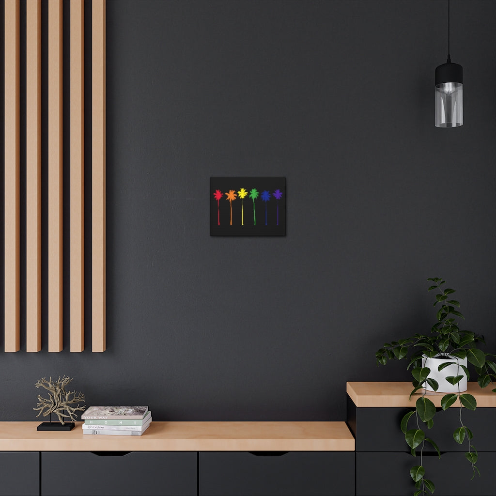 Pride Palm Trees on Black Canvas Gallery Wrap