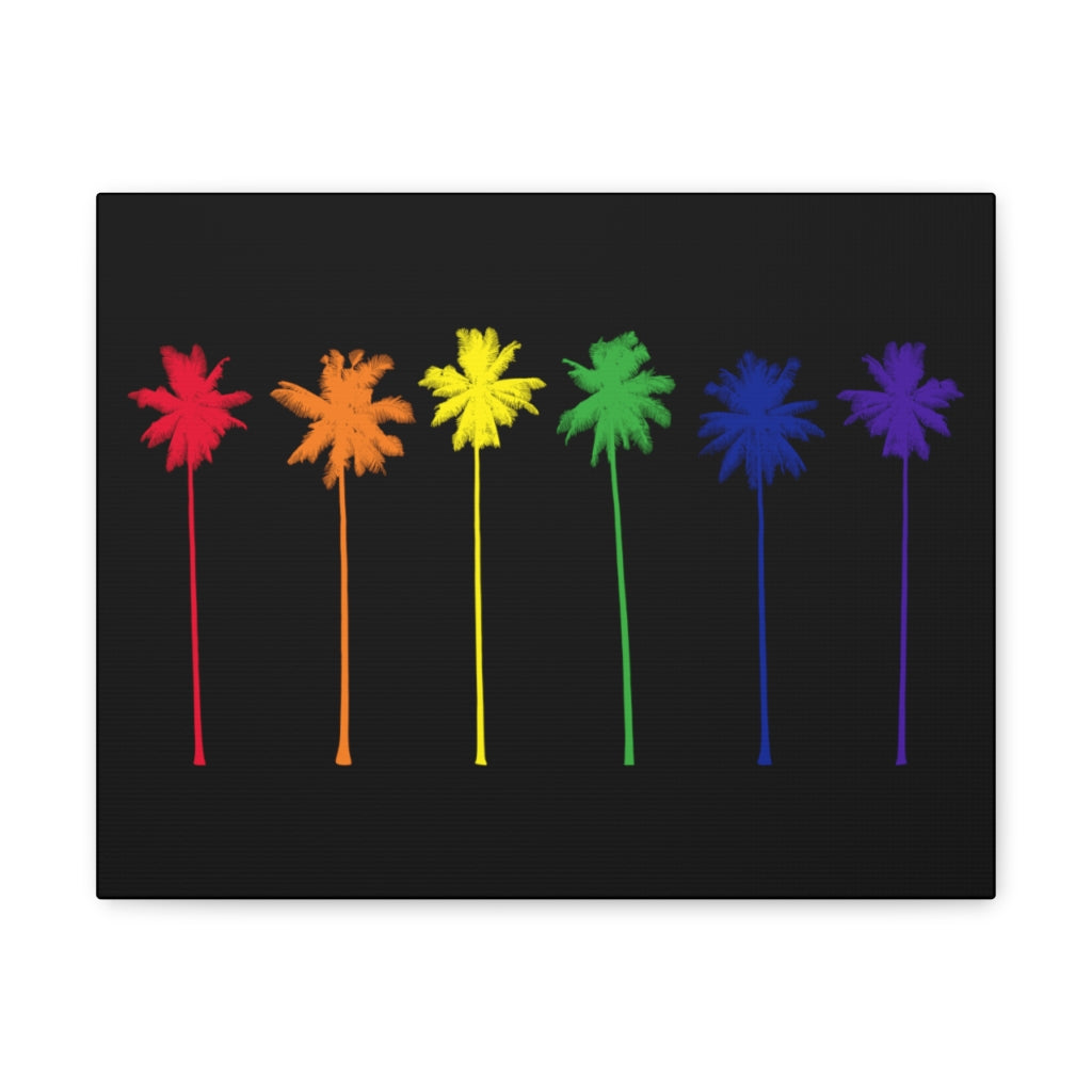 Pride Palm Trees on Black Canvas Gallery Wrap