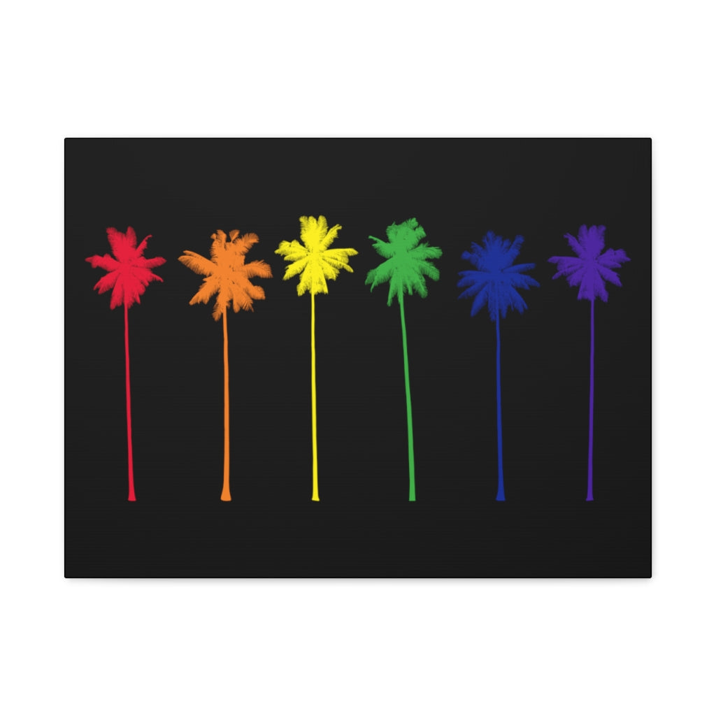 Pride Palm Trees on Black Canvas Gallery Wrap