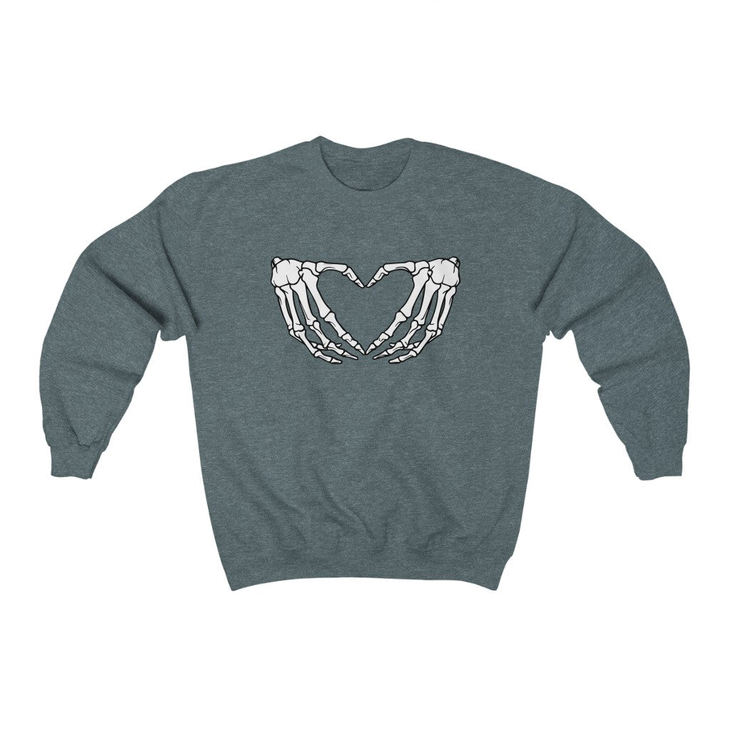 Halloween Skeleton Hands Love Sweatshirt Women's, halloween sweatshirt women, Skeleton Love Hands Sweatshirt Funny