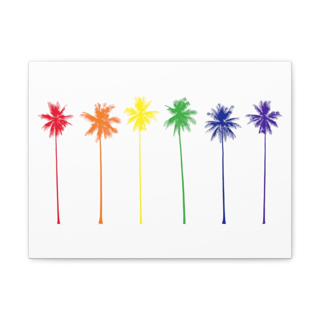 Pride Palm Trees on White Canvas Gallery Wrap