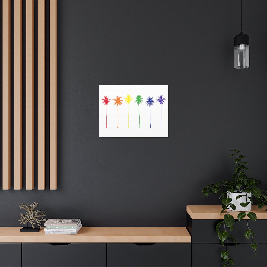 Pride Palm Trees on White Canvas Gallery Wrap