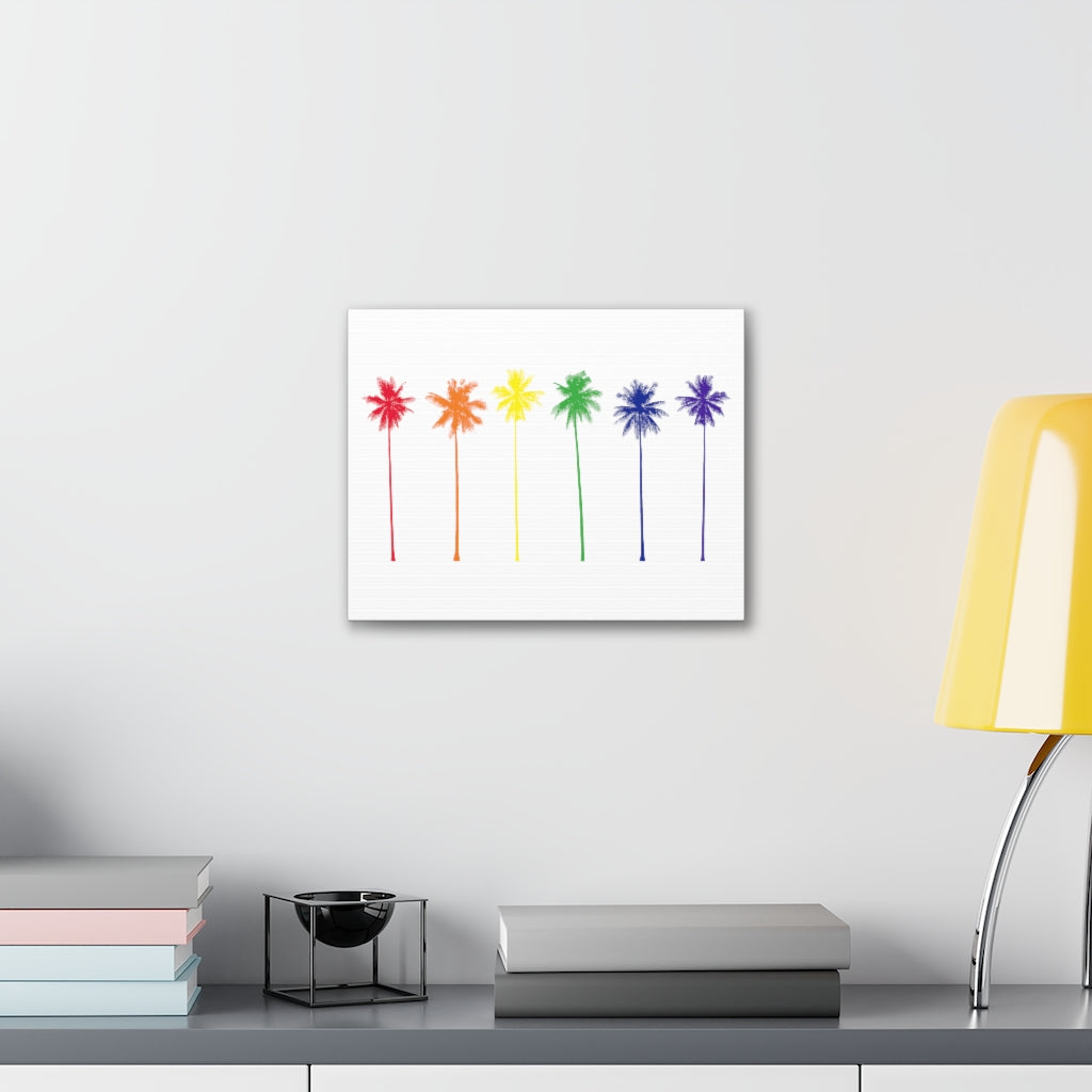 Pride Palm Trees on White Canvas Gallery Wrap