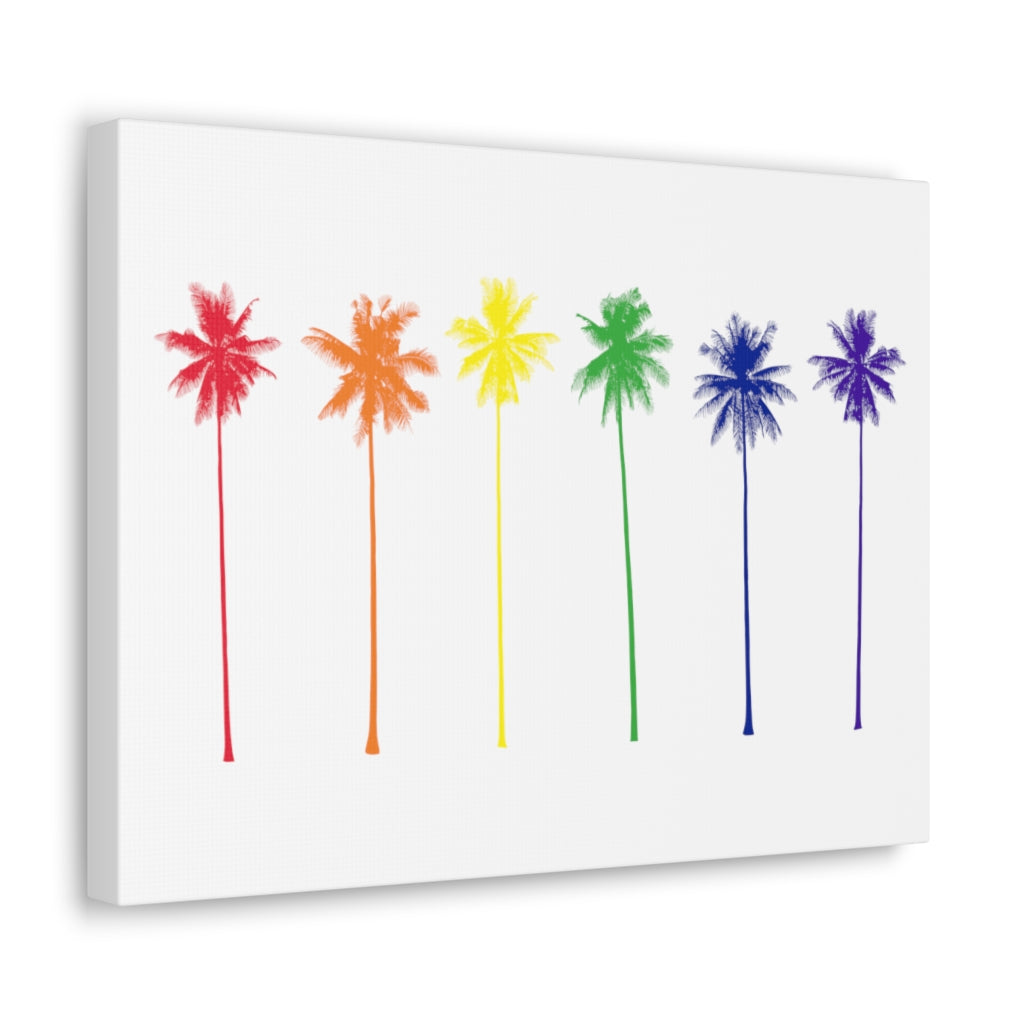 Pride Palm Trees on White Canvas Gallery Wrap