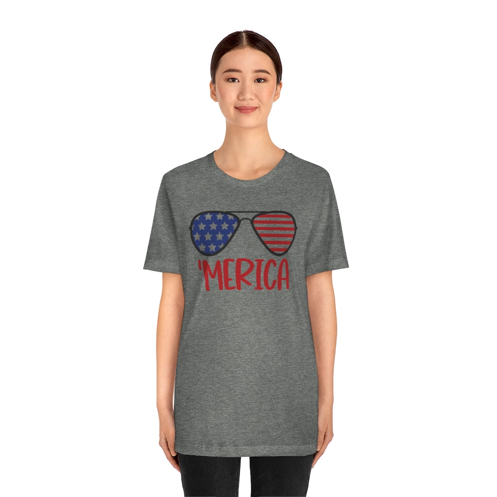 MERICA 4th of July Unisex Jersey Tee Shirt