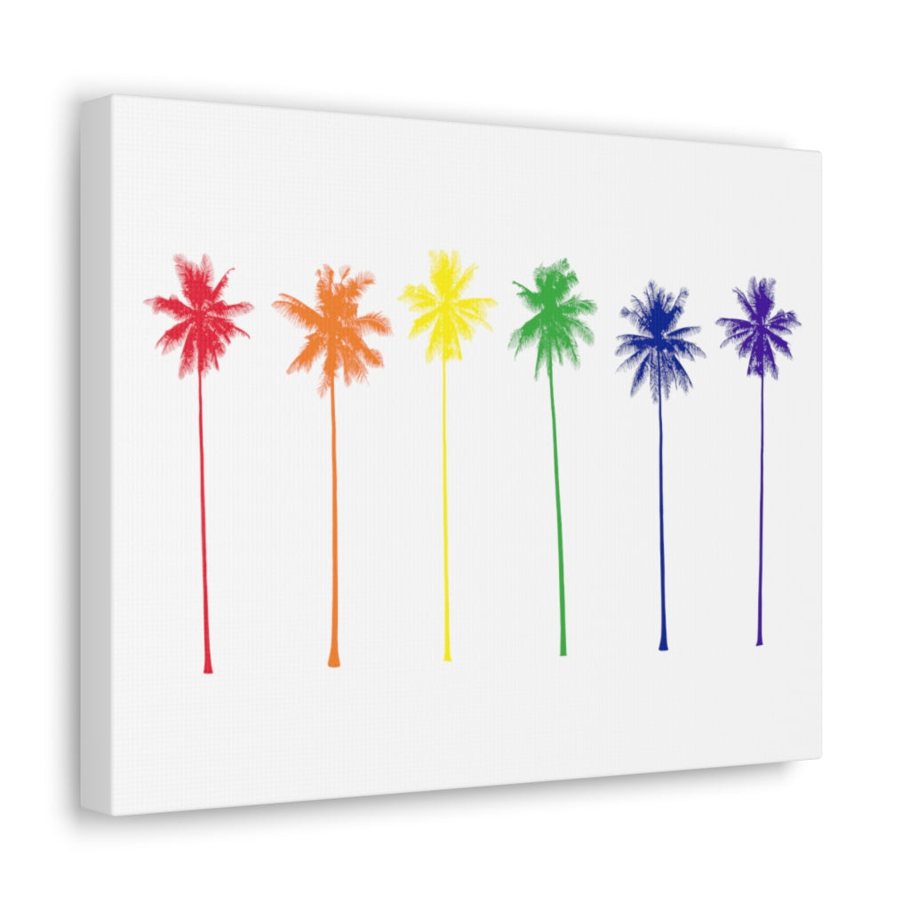 Pride Palm Trees on White Canvas Gallery Wrap
