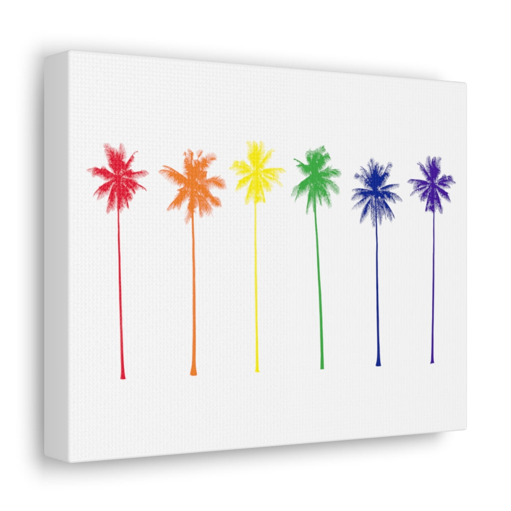 Pride Palm Trees on White Canvas Gallery Wrap