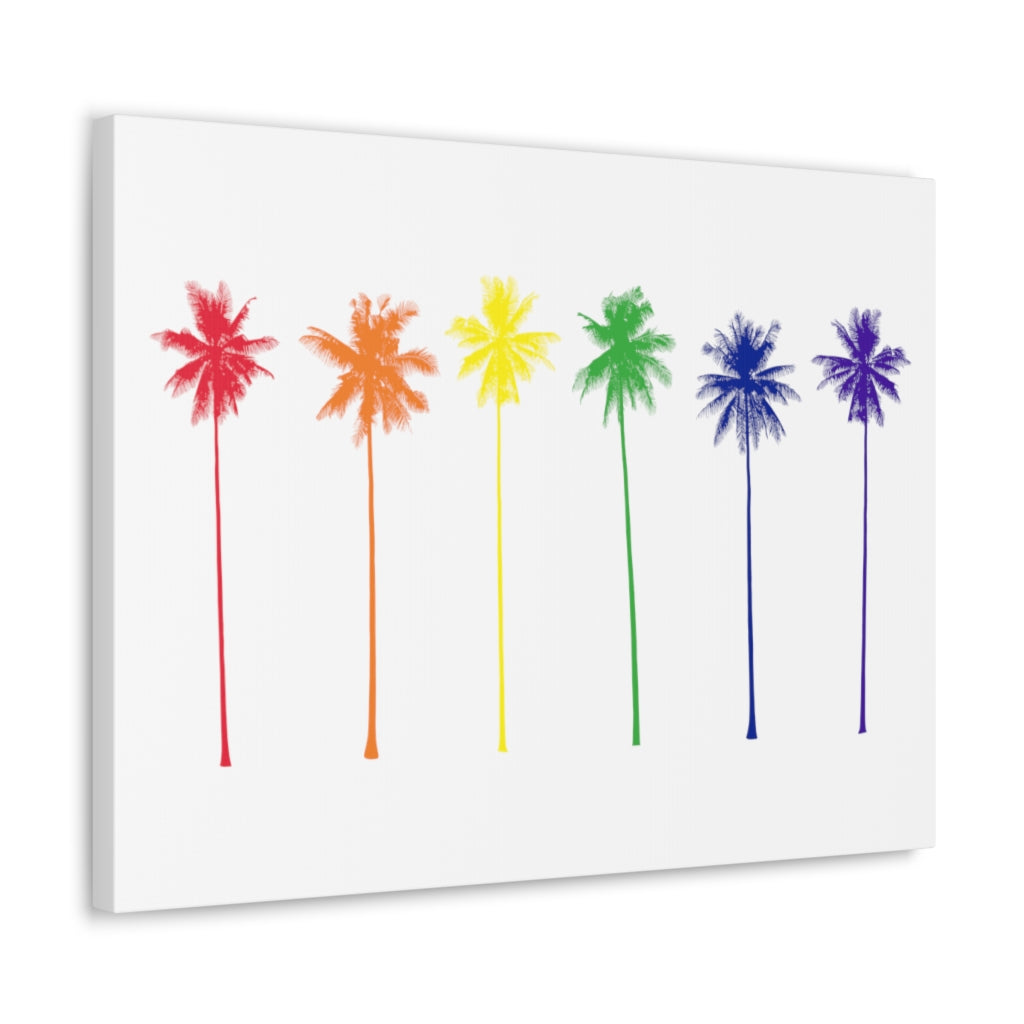 Pride Palm Trees on White Canvas Gallery Wrap