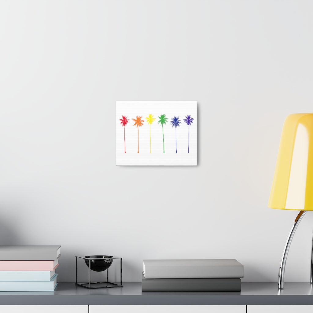 Pride Palm Trees on White Canvas Gallery Wrap