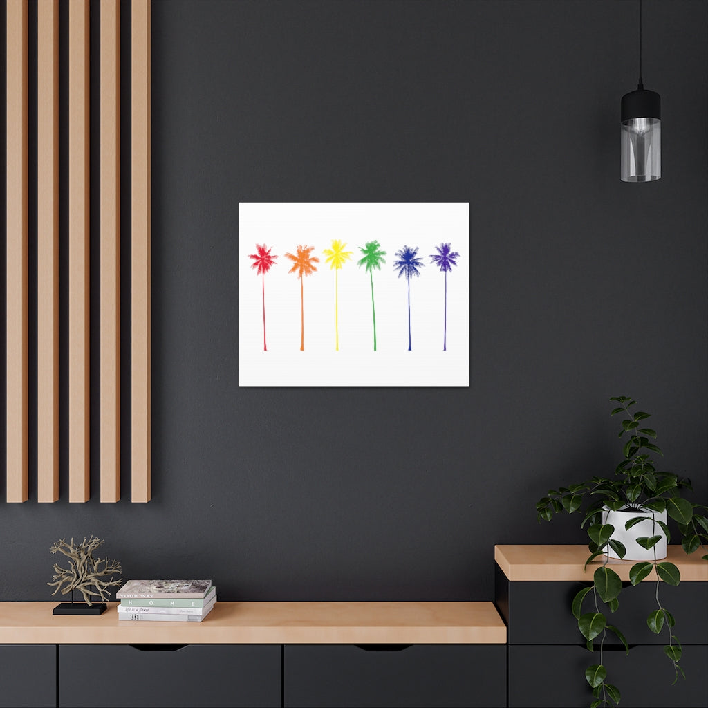Pride Palm Trees on White Canvas Gallery Wrap