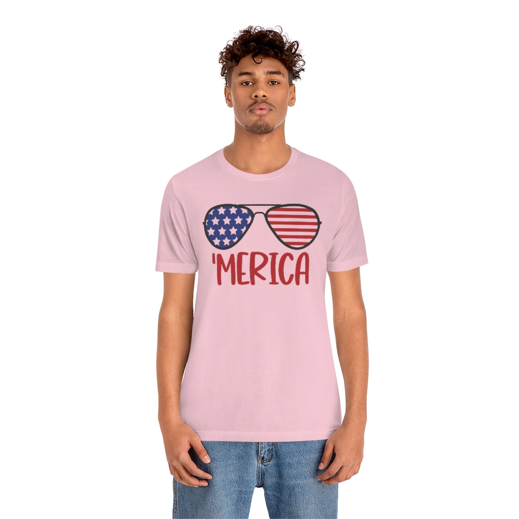 MERICA 4th of July Unisex Jersey Tee Shirt