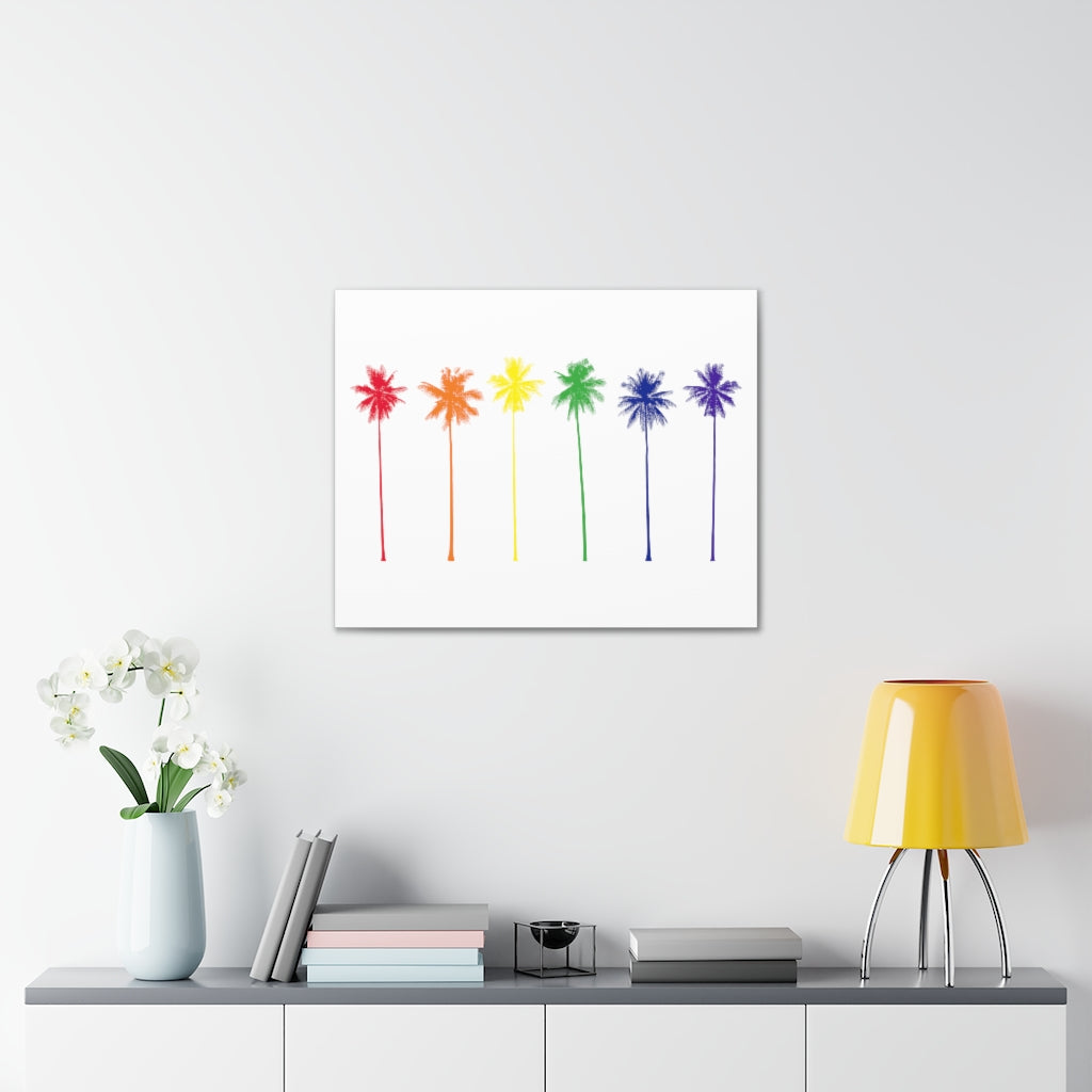 Pride Palm Trees on White Canvas Gallery Wrap